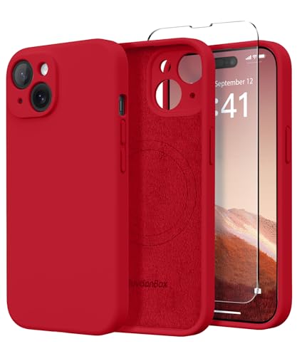 SuydanBox Magnetic for iPhone 15 Case Silicone Deep Red