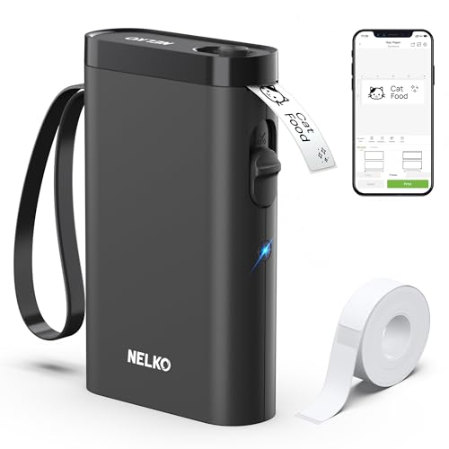 Nelko P21 Label Maker Machine with Tape, Bluetooth Label Printer, Black