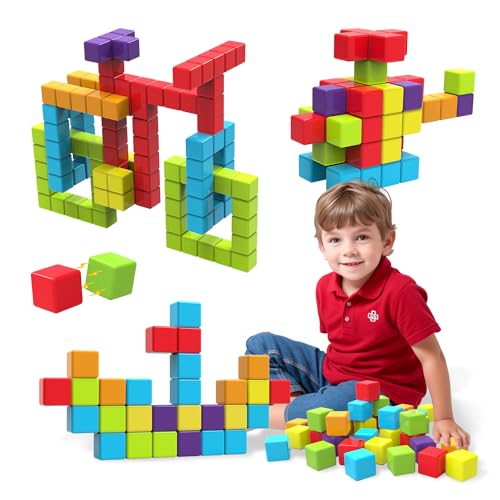 Magnetic Building Blocks, 1.65 inch Large Stacking Cubes for Toddlers 1-3