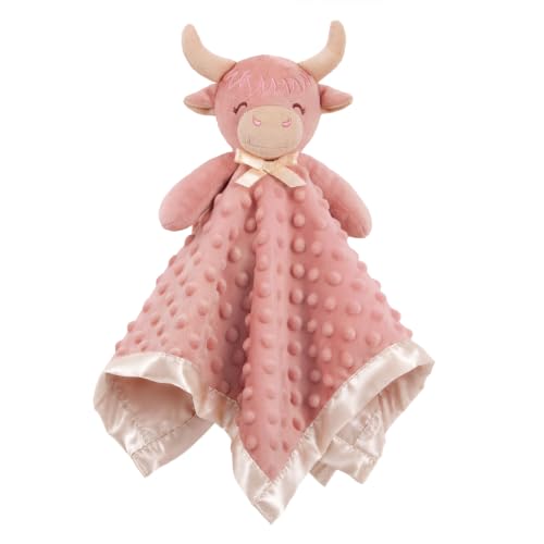 Pro Goleem Highland Cow Security Blanket Soft Loveys for Babies for Boys and Girls Newborn Lovie Infant Blankie Cow Baby Stuf