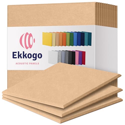 Ekkogo Acoustic Panels 12-Pack Soundproof Wall Panels 12"X12"X0.4" Sound Panels High Density Sound Dampening Panels - [Soft C