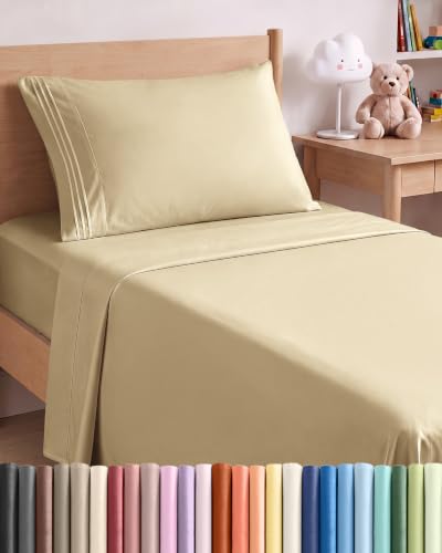 Twin XL Size 3 Piece Sheet Set - Comfy Breathable & Cooling Sheets - Beige