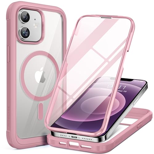 Miracase Glass Series Designed for iPhone 12/12 Pro 6.1 Inch, Upgrade Full-Body Magnetic Case with Built-in 9H Tempered Glass
