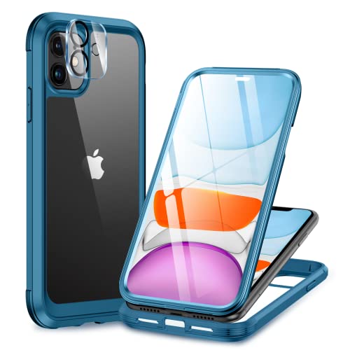 Miracase Glass Series for iPhone 11 Case 6.1 inch, Upgraded Full-Body Rugged Phone Bumper Case Cover with Built-in 9H Tempere