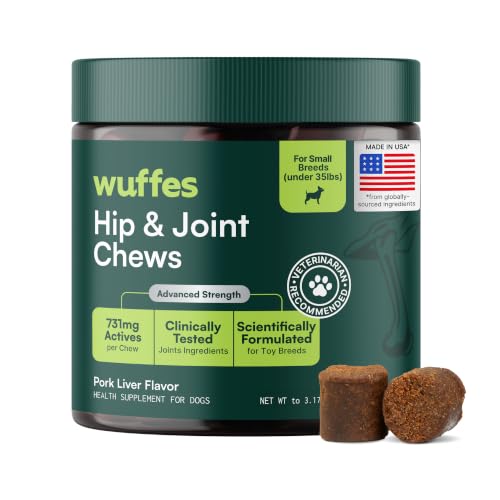 Wuffes Advanced Hip & Joint Chews for Small Breed Dogs, Vet Recommended, Glucosamine, Chondroitin, MSM, Green-Lipped Mussel,