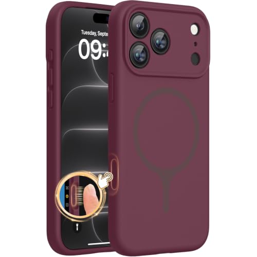 Miracase Magnetic for iPhone 18 Pro Case, Silicone, Wine Red