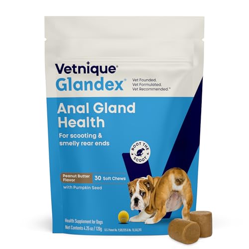 Vetnique Glandex for Dogs Anal Gland Chews 30ct, Pumpkin, Digestive Enzymes