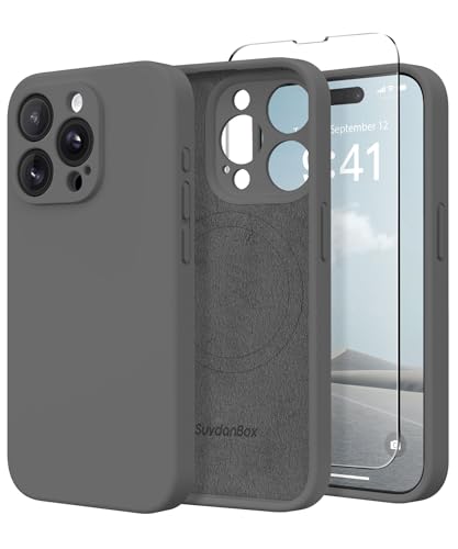 SuydanBox Magnetic for iPhone 14 Pro Case Silicone Dark Gray