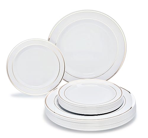 " OCCASIONS " 50 Plates Pack (25 Guests)-Heavyweight Wedding Party Disposable Plastic Plate Set -25 x 10.5'' Dinner + 25 x 7.