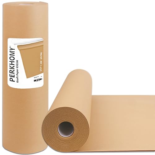 PerkHomy Brown Kraft Paper Roll 17.5" x 3,600" (300') for Gift Wrapping Bulletin Board Craft Art Bouquet Flower Packing Movin