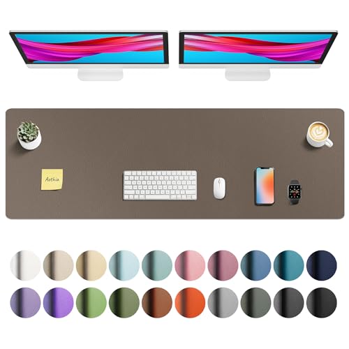 Aothia Faux Leather Desk Mat - Non-Slip PU Leather Desk Blotter, Waterproof Writing Surface, Large Desk Pad for Office & Home