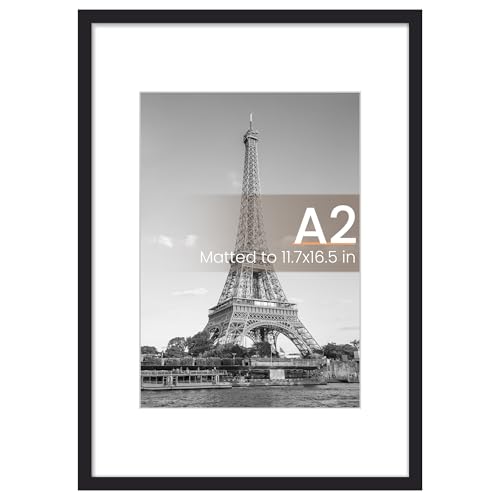 upsimples A2 Picture Frame, Wall Decor Poster Frames, Black 1 Pack