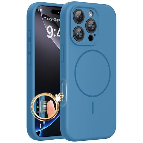 Miracase Magnetic for iPhone 16 Pro Case, Silicone, Capri Blue