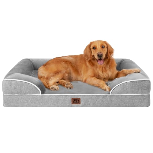 EHEYCIGA Orthopedic Dog Beds Large Sized Dog, Waterproof Memory Foam Pet Bed with Sides, Non-Slip Bottom Large Pet Bed with W