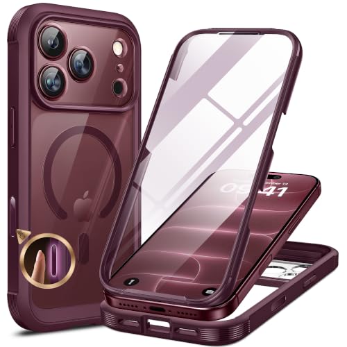 Miracase Magnetic for iPhone 18 Pro Case 6.3",Full Body Protection,Burgundy