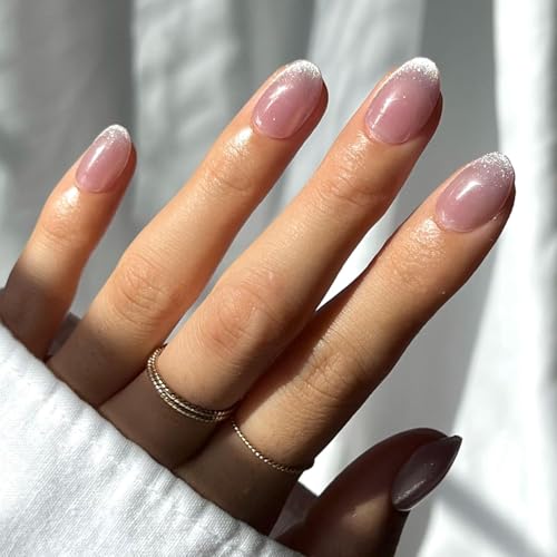 Glamnetic Press On Nails, Short Oval Glossy, Fake Nails 30pc Nail Kit