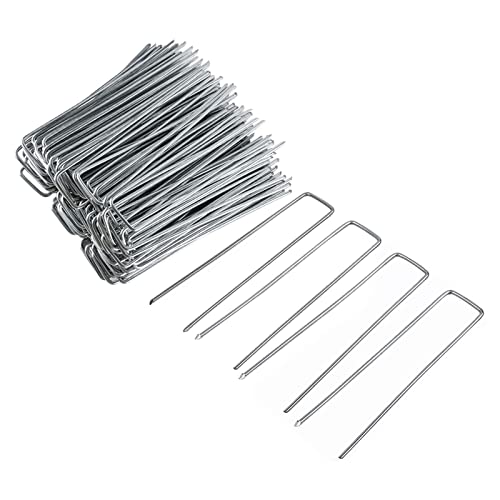 FEED GARDEN Galvanized Landscape Staples 10 Inch 50 Pack 11 Gauge Anti-Rust Garden Stakes Landscaping Fabric SOD Pins Yard St