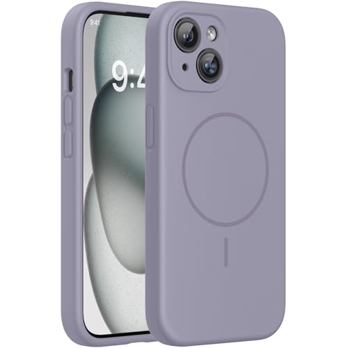 Miracase Silicone & Magnetic for iPhone 15 Case, Lavender Gray