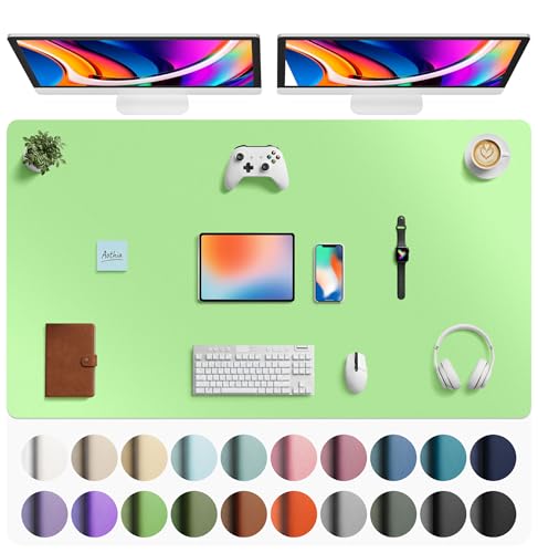 Aothia Faux Leather Desk Mat - Large Mouse Pad, Non-Slip PU Leather Blotter, Waterproof Writing Surface for Office and Home (
