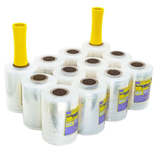 " 12-Pack " Mini Stretch Wrap Roll with Handle | 5 inch x 1000ft x 12 pcs | Shrink Wrap Roll | Stretch Wrap for Moving | Plas