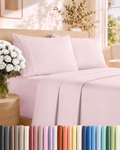 King Size 4 Piece Sheet Set - Breathable & Cooling Sheets - Lavender Pink