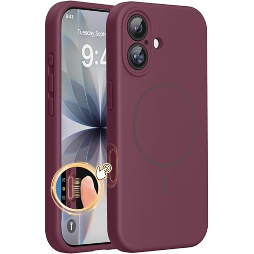 Miracase Silicone & Magnetic for iPhone 17 Case, Wine Red