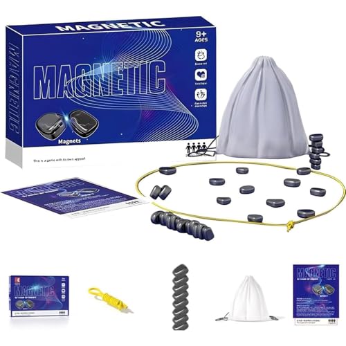 Magnetic Chess Game, Magnetic Chess Game with Stones, Magnet Game with String, 2 Player Party Travel Fun Games Table Top Magn