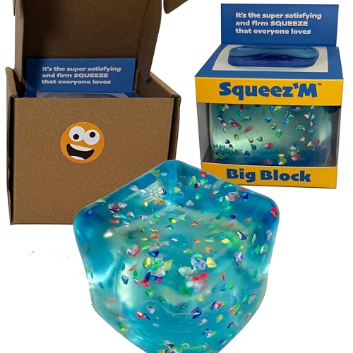 Squeez'M BigBlok Stress Cube (Formerly Big Block), Glitter Squishy Toy