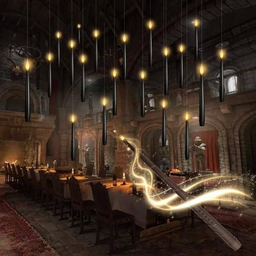kakoya Flameless Floating Candles with Wand,20 Pcs Magic LED Hanging Taper Candles,Flickering Battery Operated Taper Candle w