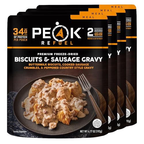 Peak Refuel Biscuits and Gravy Freeze-Dried Breakfast Meals, 8 Servings