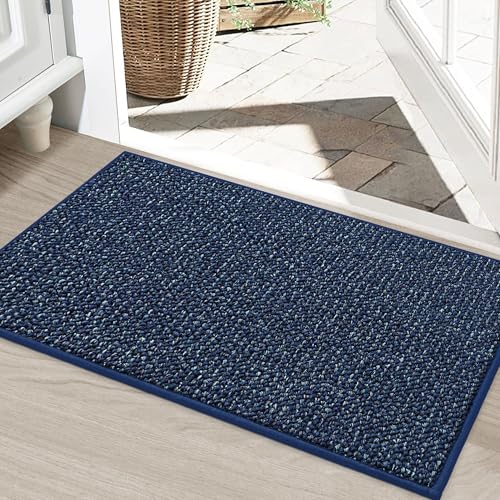 BEQHAUSE Dirt Trapper Door Mat 24" x 36", Non-Slip Washable Doormats, Blue