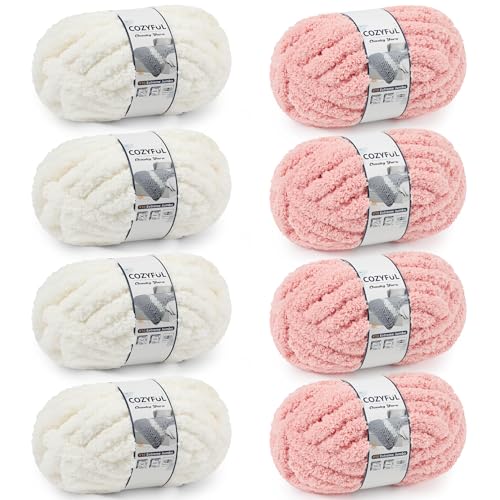 Cozyful Chunky Yarn for Hand Knitting - #10 Chunky Chenille Yarn, Jumbo Big Thick Chunky Yarns for Crocheting, Super Bulky Ch