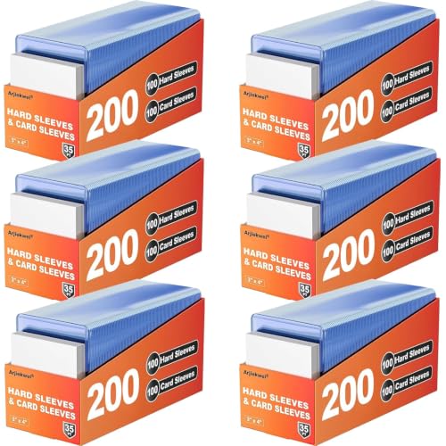 1200 Card Sleeves Hard Plastic, Arjiekwei 3"X 4" Trading Card Holder, 35PT