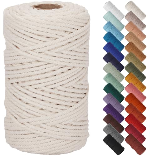 NOANTA Natural Macrame Cord 5mm x 109Yards, Beige Macrame Rope, Cotton Cord for Wall Hanging, Plant Hangers, Christmas Crafts