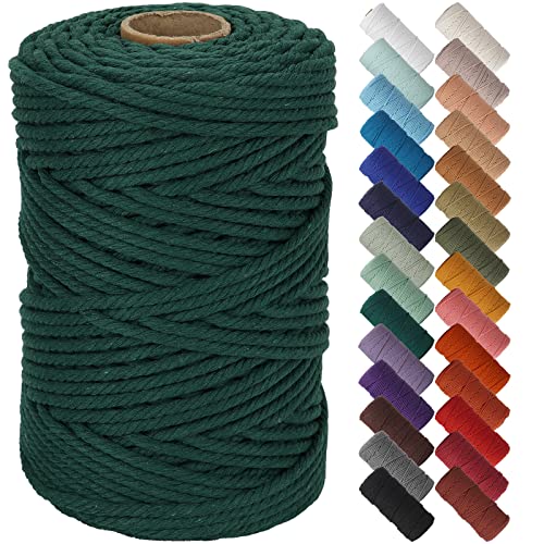 NOANTA Dark Green Macrame Cord 5mm x 109yards, Cotton Rope Macrame Yarn