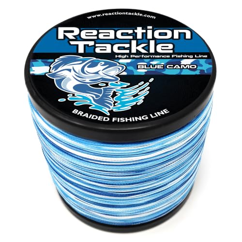 Reaction Tackle Braided Fishing Line Blue Camouflage 8Lb 500Yd