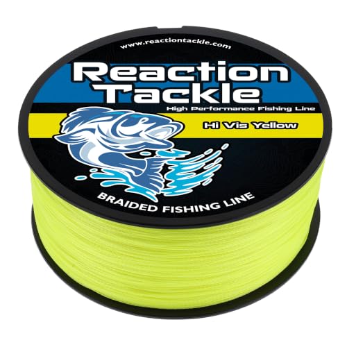 Reaction Tackle Braided Fishing Line Hi Vis Yellow 6Lb 1000Yd