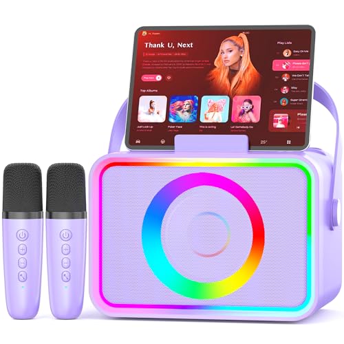 Karaoke Machine for Kids Adults,Bluetooth Speaker 2 Wireless Microphones