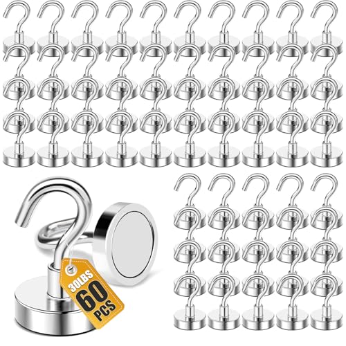 DIYMAG Magnetic Hooks 60pcs 30lbs Cruise Essentials 2026 Magnet Hook