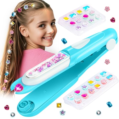 kidzkube Hair Gem Stamper Kit, Bling Hair Jewels for Girls Toys, Hair Styling Tool with Reusable Shining Diamonds, Birthday G