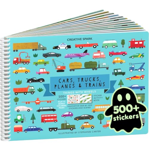 Cupkin Cars, Trucks, Planes & Trains Sticker Book | Coloring, 500+ Stickers