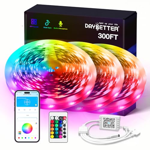 DAYBETTER LED Strip Lights 300ft RGB Music Sync Smart App Control