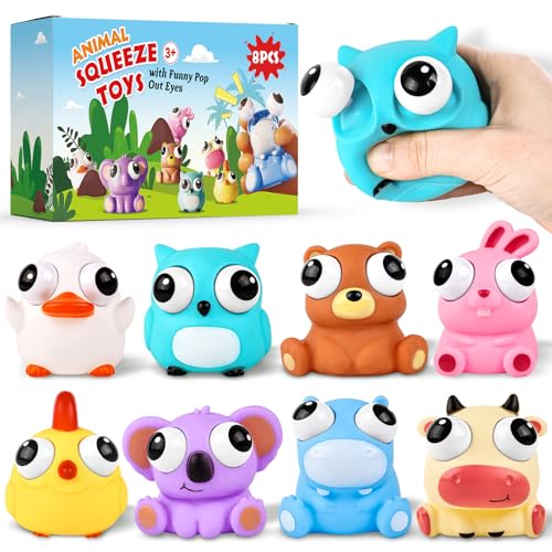 8 Pack Animal Pop Balls, Treasure Box Prizes Toys