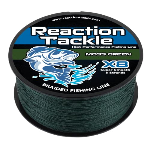 Reaction Tackle Braided Fishing Line X8 Moss Green 65Lb 1000Yd
