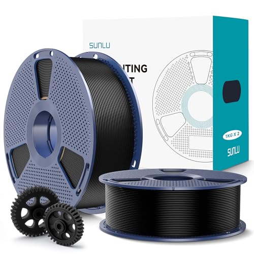 SUNLU PLA+2.0 3D Printer Filament, Black, 2-Pack (2KG)