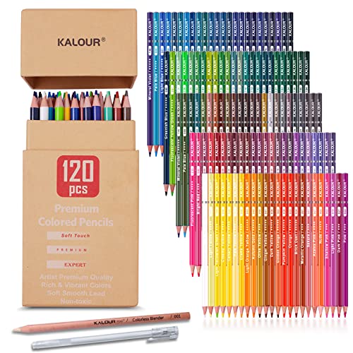 KALOUR Premium Colored Pencils,Set of 120 Colors,Artists Soft Core with Vibrant Color,Ideal for Drawing Sketching Shading,Col