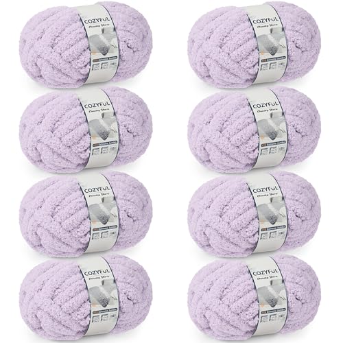 Cozyful Chunky Yarn for Hand Knitting - #10 Chunky Chenille Yarn, Jumbo Big Thick Chunky Yarns for Crocheting, Super Bulky Ch
