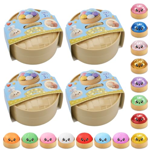 Dumpling Squishy Mystery Box,Dumplings Style Stress Balls for Adults and Kids, Cute Steamer Basket Design with Squeezable Bal