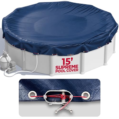 15 ft Round Winter Pool Cover for Above Ground Pools, Navy Blue, Resistant