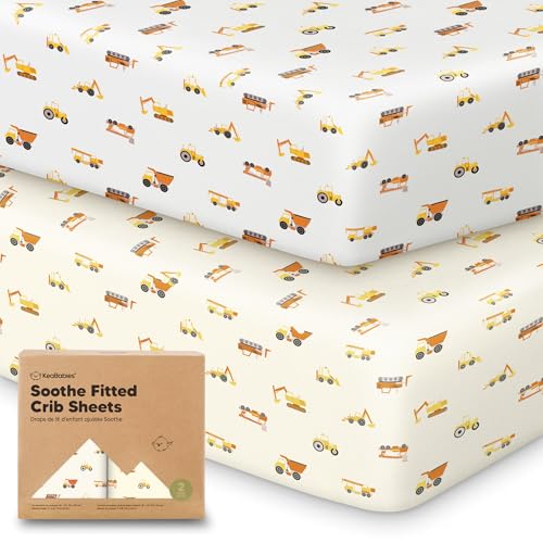 KeaBabies 2pk Organic Cotton Crib Sheets for Boys Girls 52x28, Construction